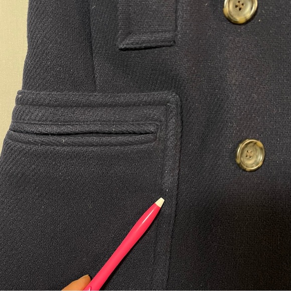 J. Crew Italian Stadium Cloth Faux Fur Collar Pea Coat; Wool Blend - Womens 2 - Picture 16 of 16